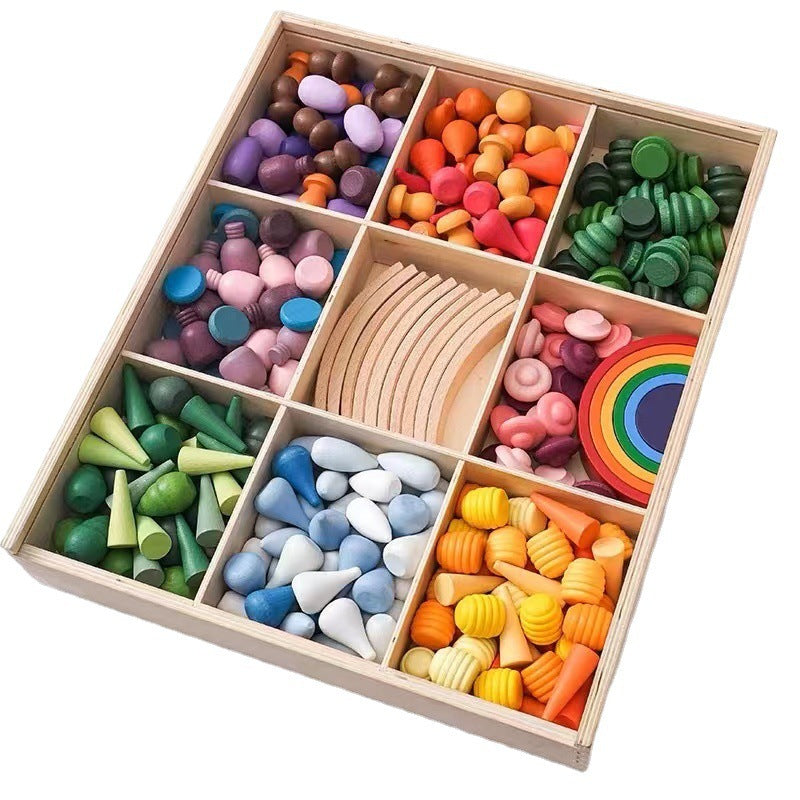 A【XNZ-088】小可愛積木彩色積木幼兒園彩虹木塊木質兒童創意主題建構式 